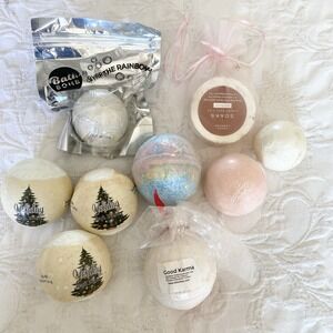 Lot Of 9 Bath Bombs Assorted Sizes USA Made Holiday Gift Set Rainbow Rose Scents